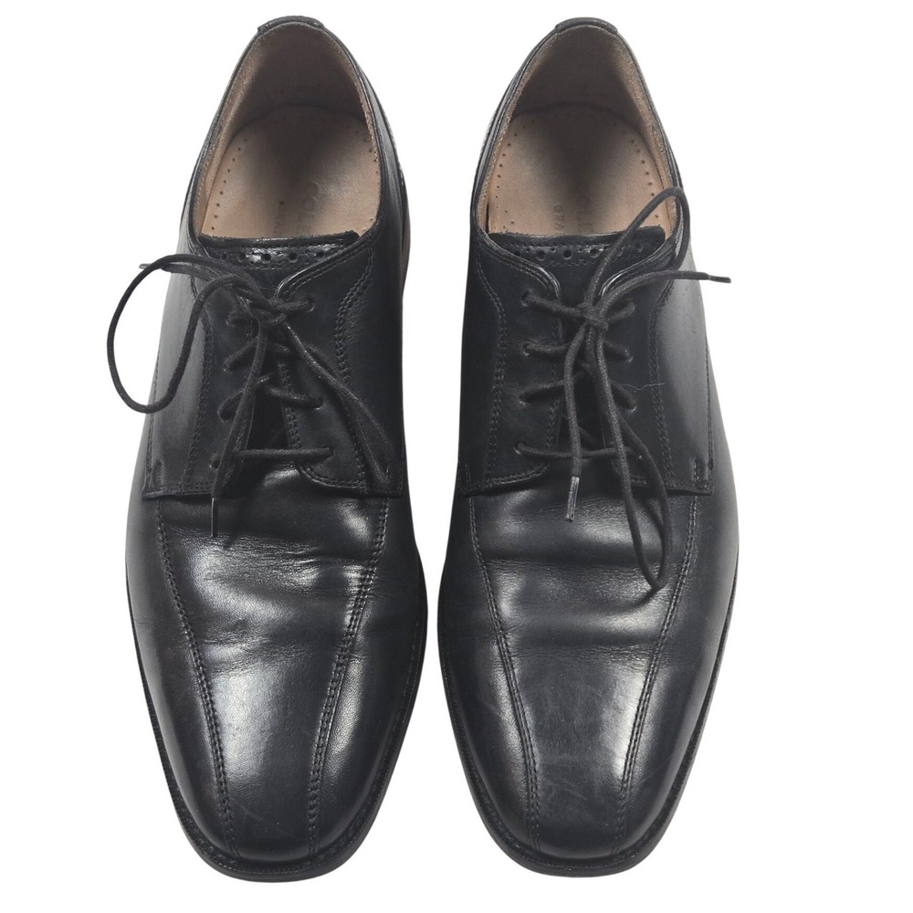 Cole Haan Grand OS Oxford Men 11 Black Good Leather Dress Shoes Square Toe - Picture 3 of 13